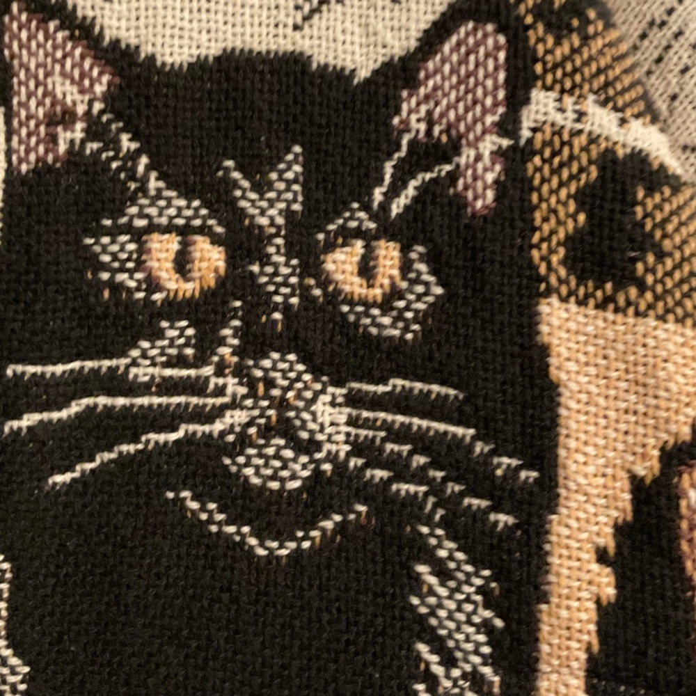 SUGAR STREET WEAVERS Cat Tapestry Knit Cardigan Sweater Jacket  L - Picture 5 of 14